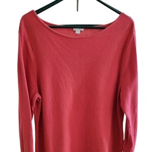 J. JILL Top Women's Size XLCoral Textured Knit LS Round Neck Knit Pullover Shirt